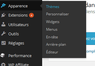 Accedez à l'ecran des thèmes
