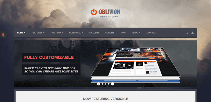 Oblivion theme wordpress site web jeux video