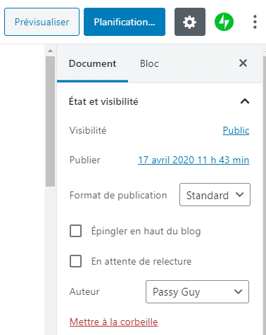 planifier article blog WordPress 2