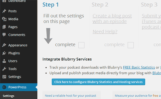 powerpress réglages powerpress-réglages