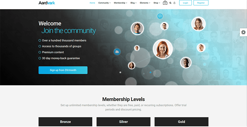 Aardvark themes wordpress creer reseau social buddypress