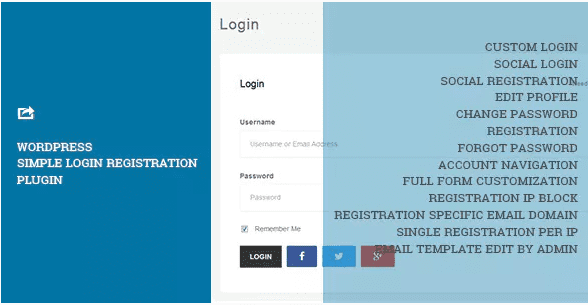 WordPress Simple Login Registration plugin WordPress Simple Login Registration plugin