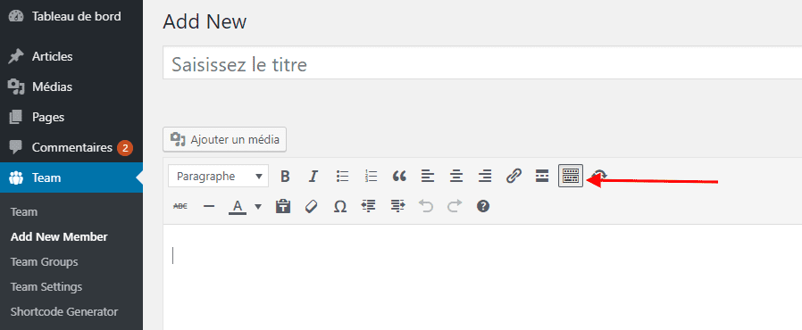 editeur visiuel WordPress 2