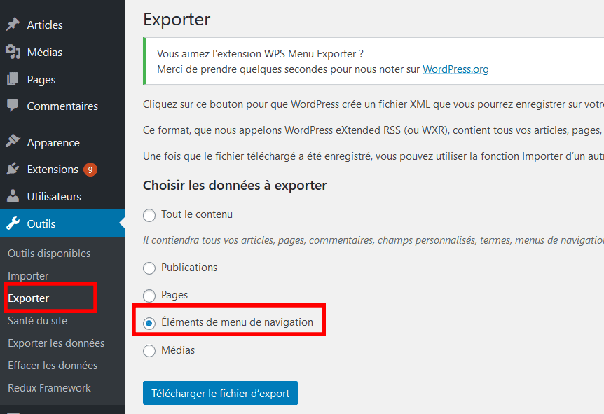 Comment importer exporter menus navigation wordpress blogpascher 1 Comment importer exporter menus navigation wordpress blogpascher 1