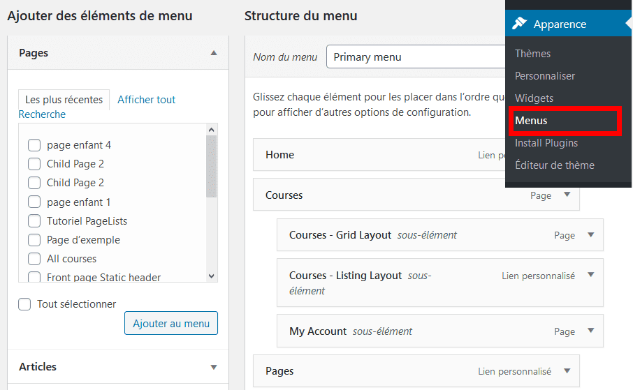 Comment importer exporter menus navigation wordpress blogpascher 2 1 Comment importer exporter menus navigation wordpress blogpascher 2 1