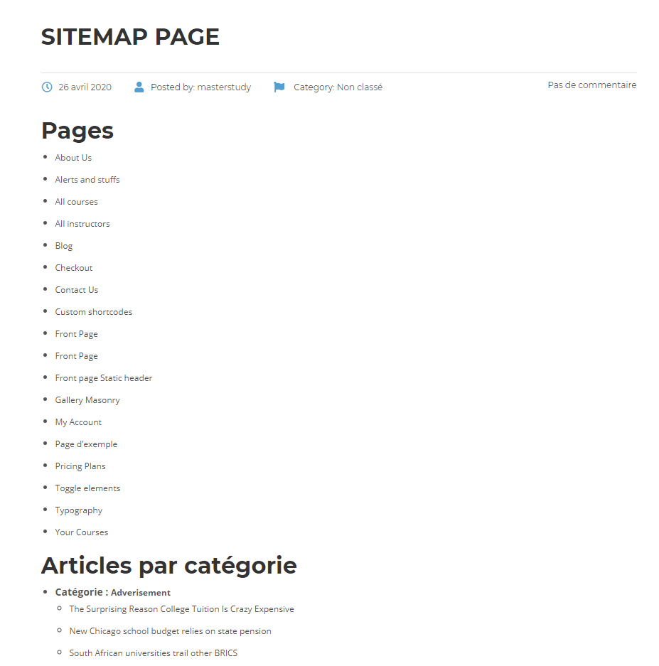 comment ajouter sitemap html site web wordpress 1