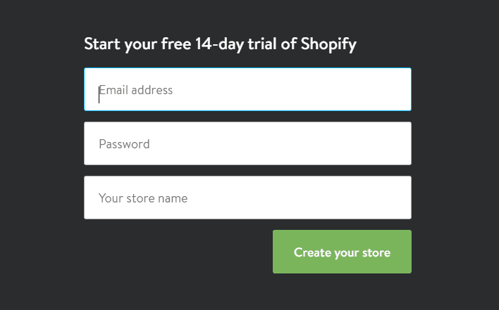 إنشاء متجر shopify التسجيل