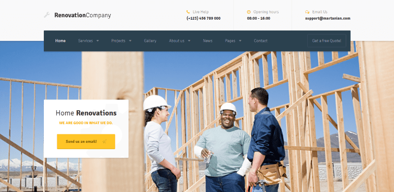 Renovation architecture interior wordpress theme