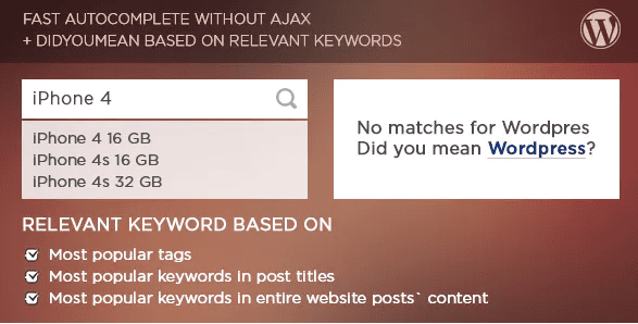 Live search and smart autocomplete for wordpress plugin wordpress