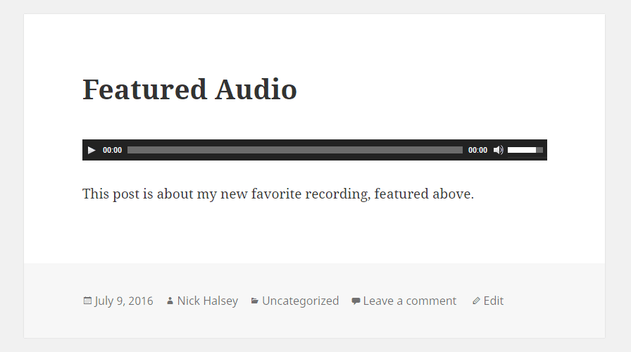 audio a quello WordPress