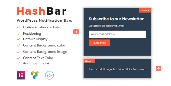 Hashbar pro wordpress notification bar
