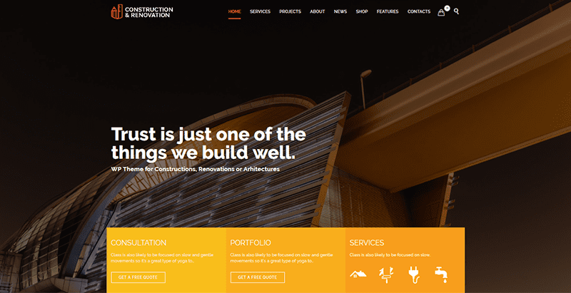 Construction renovation créer un site web d'entreprise