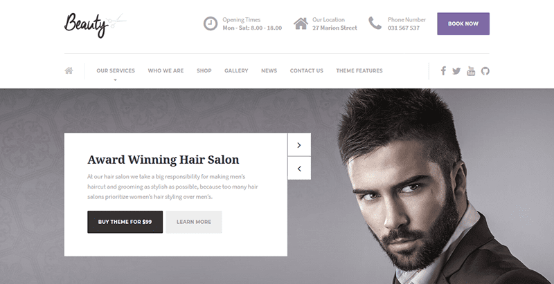 Beauty themes wordpress site web coiffeur