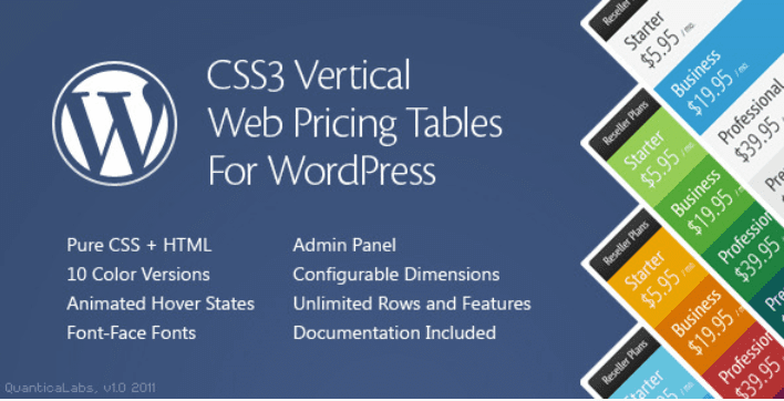 Css3 vertical web pricing tables for wordpress Css3 vertical web pricing tables for wordpress