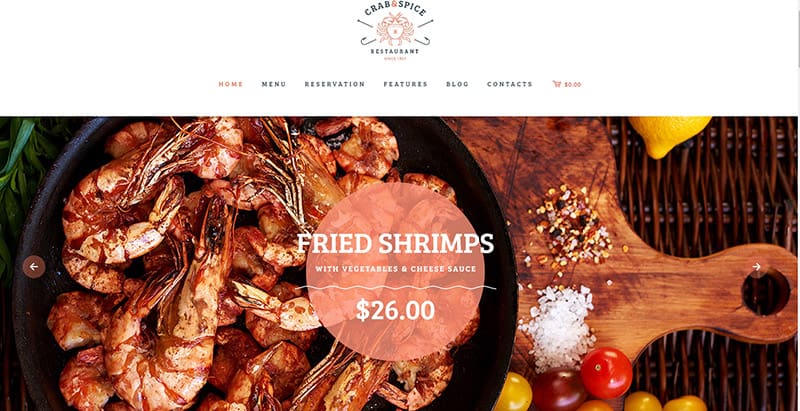 Crab spice theme wordpress creer site internet restaurant Crab spice theme wordpress creer site internet restaurant