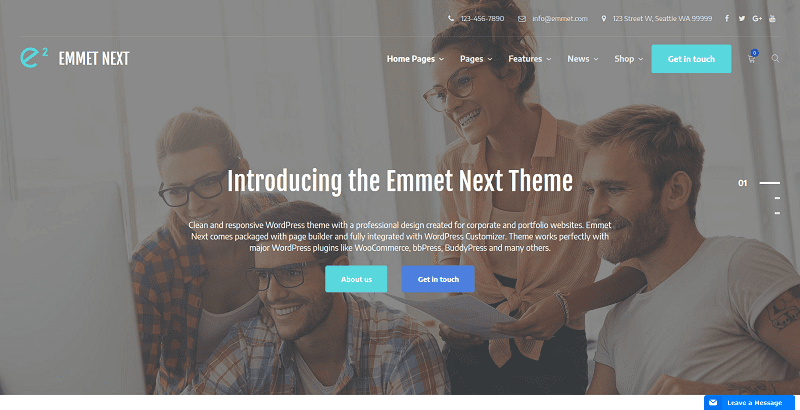 Emmet next thèmes WordPress d'entreprise créer un site web vitrine