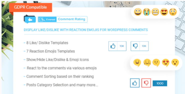 Everest comment rating display like dislike with reaction emojis for wordpress comments Everest comment rating display like dislike with reaction emojis for wordpress comments