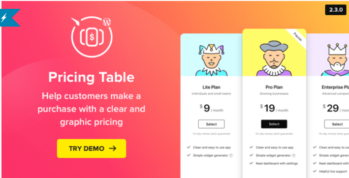Wordpress pricing table plugin meilleurs plugins WordPress - WordPress pricing table plugin