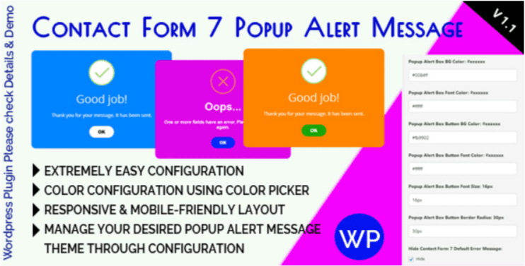 Contact form 7 popup alert message