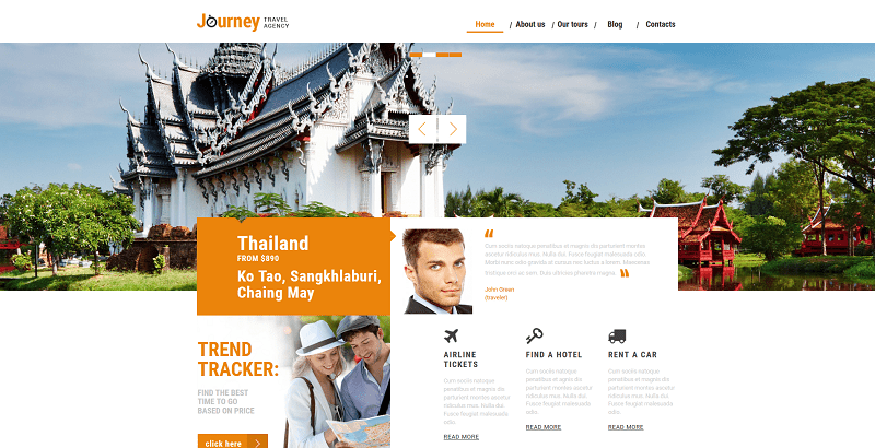 Journey travel agency thèmes WordPress pour créer un site web de tour-opérateur - Journey travel agency