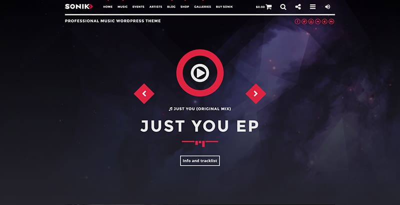 Sonik themes wordpress creer site internet musiques dj radio musicien sonik- meilleurs thèmes WordPress de boîte de nuit