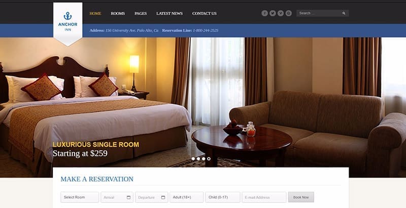 Anchor inn theme wordpress creer site web hotel auberge motel Anchor inn theme wordpress creer site web hotel auberge motel