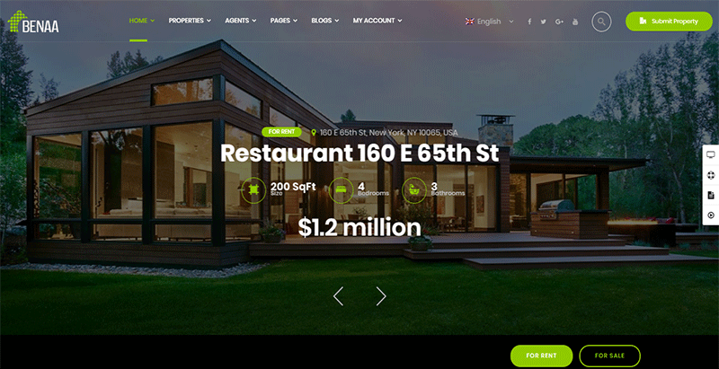 Wordpress тема Benaa лучшие темы WordPress для продажи дома - Benaa