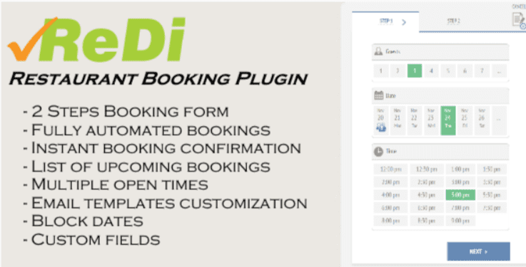 Redi restaurant booking plugin for wordpress 1 Redi restaurant booking plugin for wordpress 1