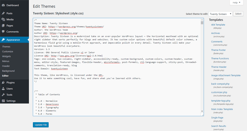 Uređivanje wordpress tema
