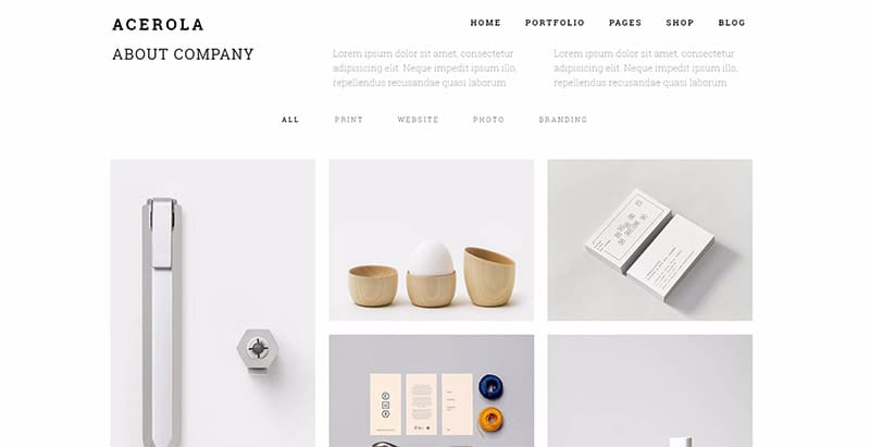 Acerola themes wordpress creer site web portfolio photographe artiste