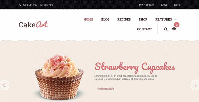 Cakeart themes wordpress creer site web glacier boulangerie patisserie