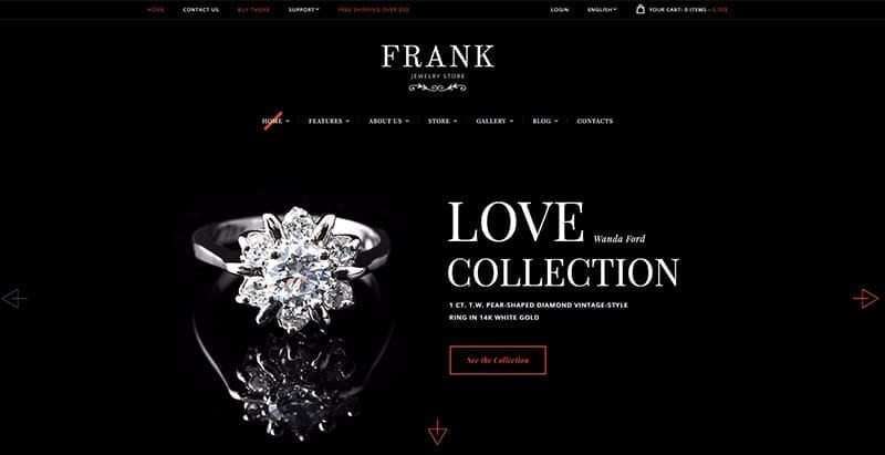 Frank jewelry themes wordpress creer site web vendre bijoux bijouterie joaillerie