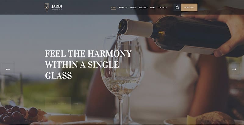 Jardi themes wordpress creer site web vente vin viticulture