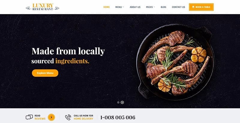 Luxury themes wordpress creer site web restaurant café resto