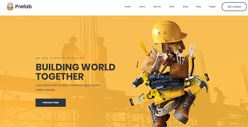 Prefab construction wordpress theme