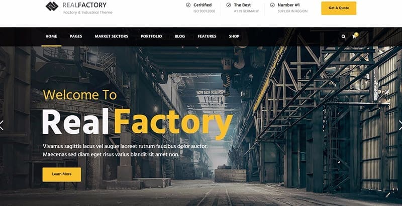 Real factory themes wordpress creer site web entreprise construction architecte