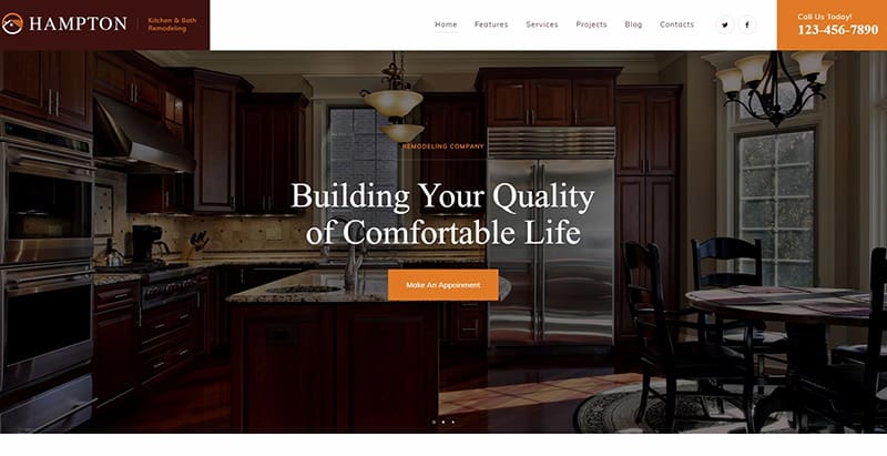 Hampton themes wordpress creer site web entreprise renovation