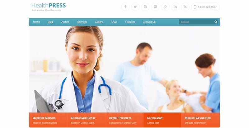Healthpress themes wordpress creer site web clinique hopital centre sante dispensaire meilleurs thèmes WordPress de dentiste - Healthpress