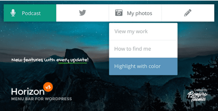 Horizon menu bar plugin for wordpress Horizon menu bar plugin for wordpress
