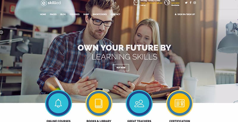 Skilled themes wordpress creer site web elearning education enseignement apprentissage
