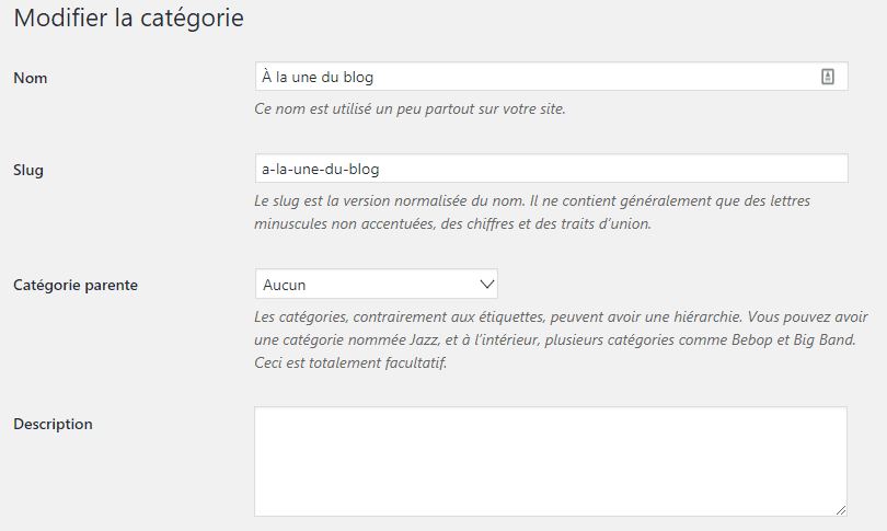 Comment afficher description categories wordpress 2