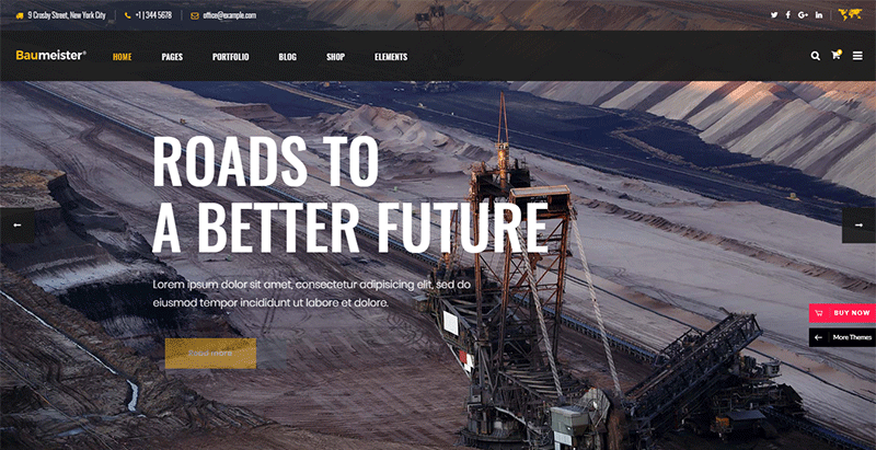 Baumeister theme wordpress entreprise manufacturiere green energy