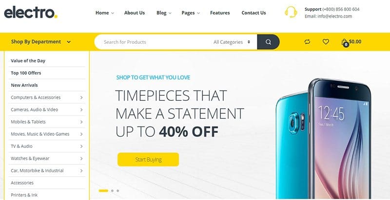 Electro themes wordpress creer site marketplace ecommerce