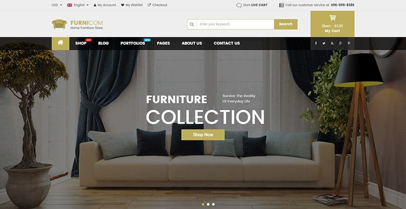 Furnicom themes wordpress creer site vente de meubles ecommerce meilleurs thèmes WordPress - Furnicom