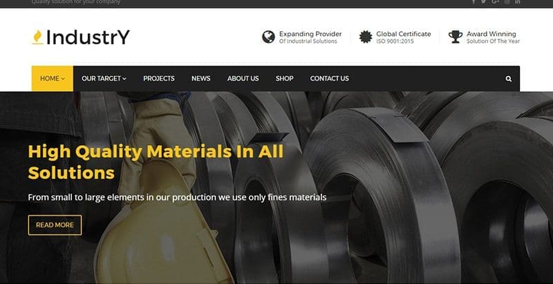 Industry themes wordpress creer site web entreprise manufacturiere