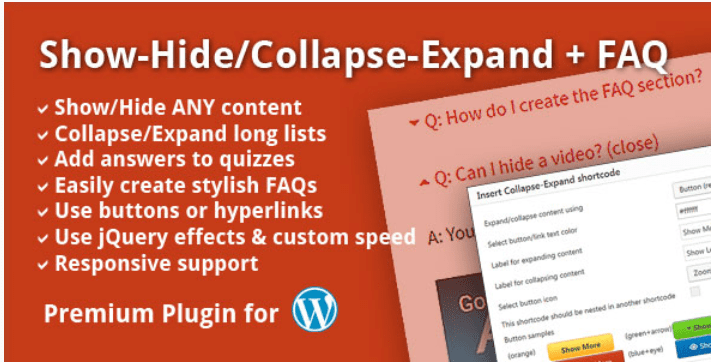Show hide collapse expand faq