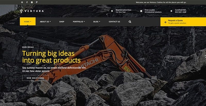 Ventura themes wordpress creer site web entreprise manufacturiere