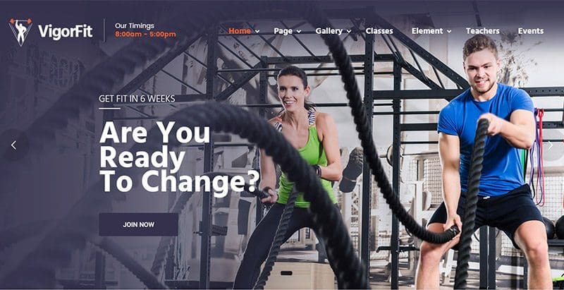 Vigor themes wordpress creer site web club gym fitness arts martiaux