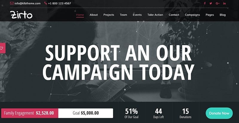 Zirto themes wordpress creer site web collecte dons crowdfunding