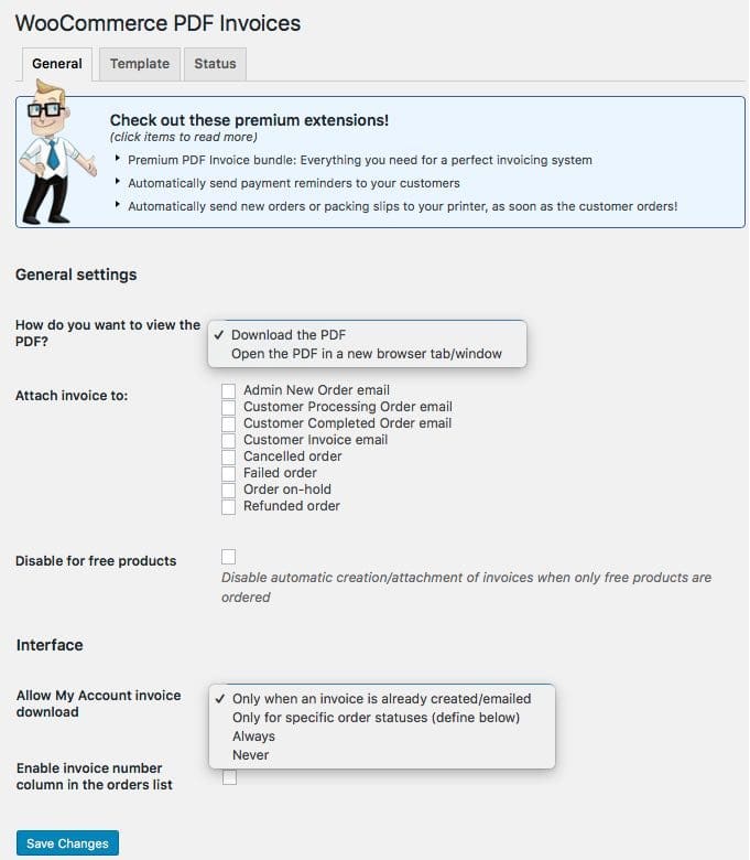 كيفية توليد الفواتير PDF لWooCommerce
